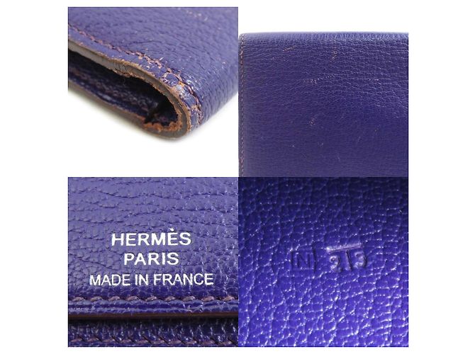 Portafoglio in pelle viola da uomo Hermès Porpora - vista 5