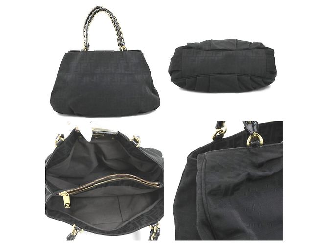 Borsa a Spalla Fendi Zucca Mia Nero - vista 3