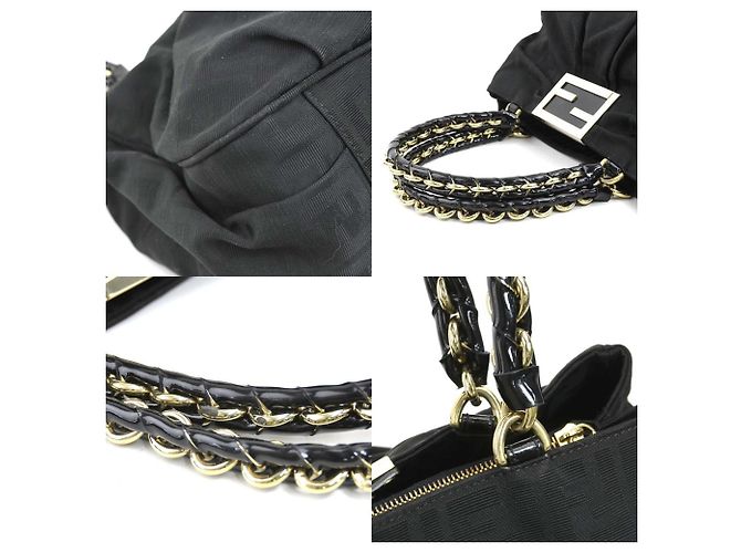 Borsa a Spalla Fendi Zucca Mia Nero - vista 4