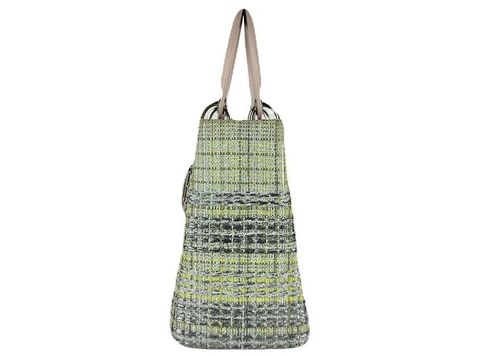 Borsa a mano Christian Dior in tweed/ pelle Beige Verde - vista 2