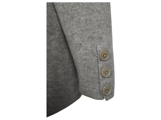 Brunello Cucinelli Grau Cashmere-Weste mit Pelzkragen - Ansicht 4