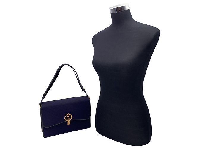 Gucci Bolsa de ombro em lona micro GG monograma azul vintage - vista 2