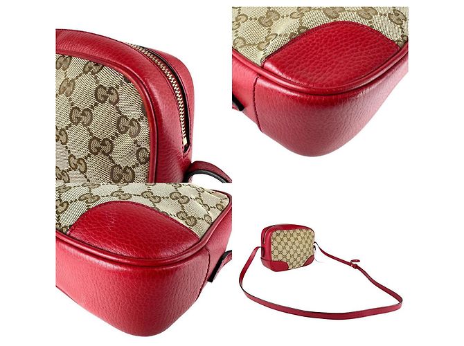 Borsa a Spalla Gucci GG in Tela/Pelle Marrone Rosso - vista 4