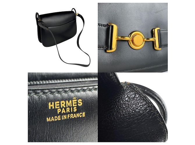 Borsa a spalla in pelle di vitello nera Hermès Nero - vista 4