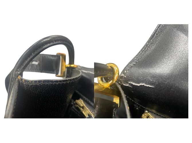Borsa a spalla in pelle di vitello nera Hermès Nero - vista 5