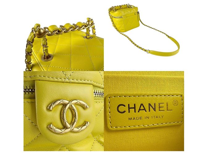 Borsa a spalla in pelle gialla Chanel Giallo - vista 4