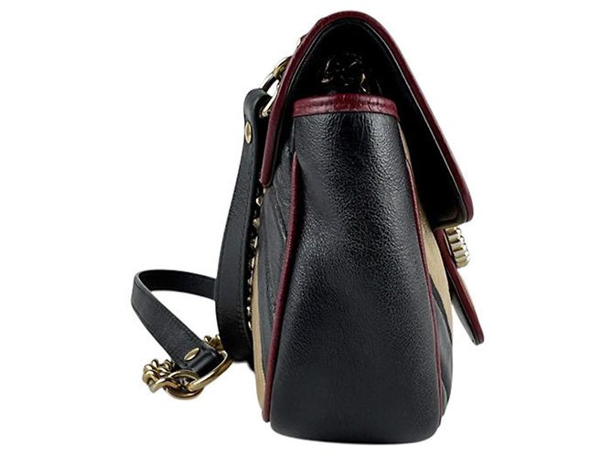 Borsa a Spalla Gucci GG Marmont Nero Beige D'oro - vista 2