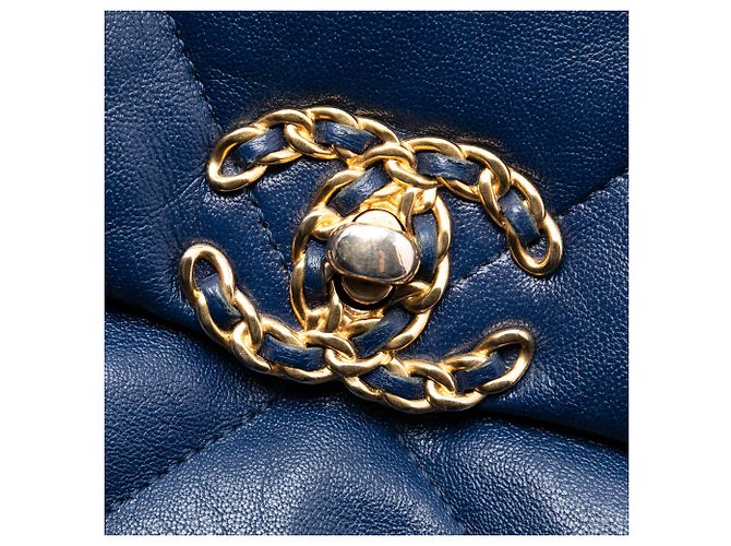 Chanel Azul Médio Couro de Cordeiro 19 Flap Azul escuro - vista 6