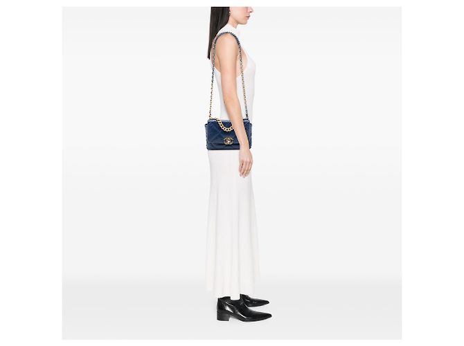Chanel Azul Médio Couro de Cordeiro 19 Flap Azul escuro - vista 7