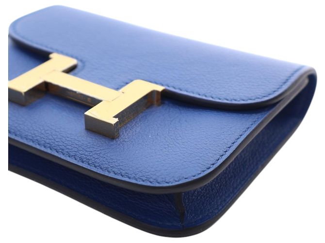 Portafoglio Slim Constance in Evercolor Blu Hermès - vista 11