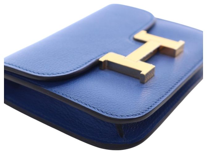 Portafoglio Slim Constance in Evercolor Blu Hermès - vista 12