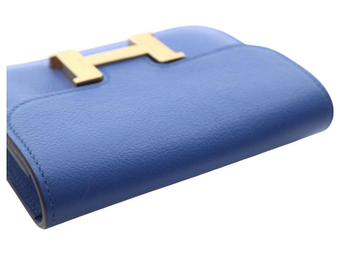 Portafoglio Slim Constance in Evercolor Blu Hermès - vista 13