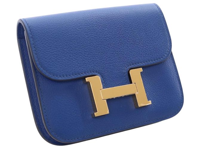 Portafoglio Slim Constance in Evercolor Blu Hermès - vista 2