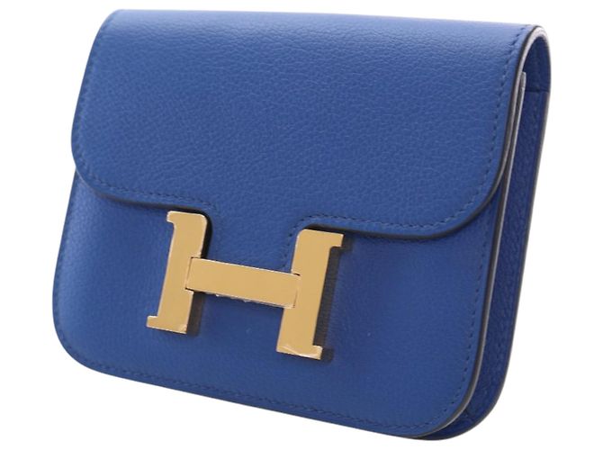 Portafoglio Slim Constance in Evercolor Blu Hermès - vista 3