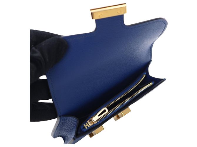 Portafoglio Slim Constance in Evercolor Blu Hermès - vista 6