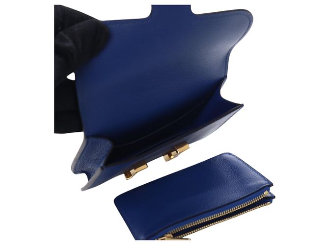 Portafoglio Slim Constance in Evercolor Blu Hermès - vista 7