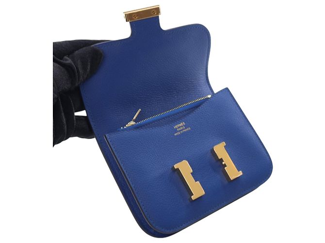 Portafoglio Slim Constance in Evercolor Blu Hermès - vista 8