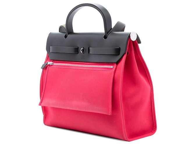 Hermès Borsa Herbag Zip 31 in Tela Rosa - vista 2