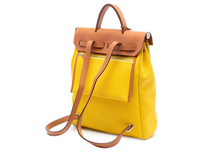 Zaino Zip Retourne Herbag A Dos in Tela Gialla Hermès Giallo - vista 2