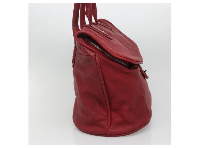 Borsa in pelle Chanel Vintage CC Turnlock Grande Rosso - vista 3