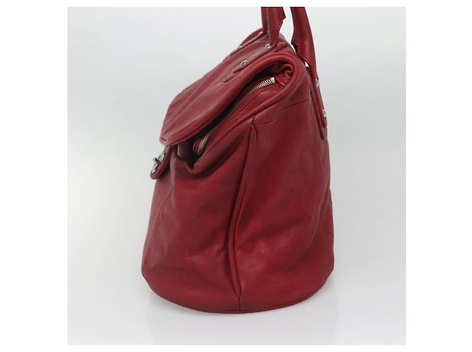 Borsa in pelle Chanel Vintage CC Turnlock Grande Rosso - vista 4