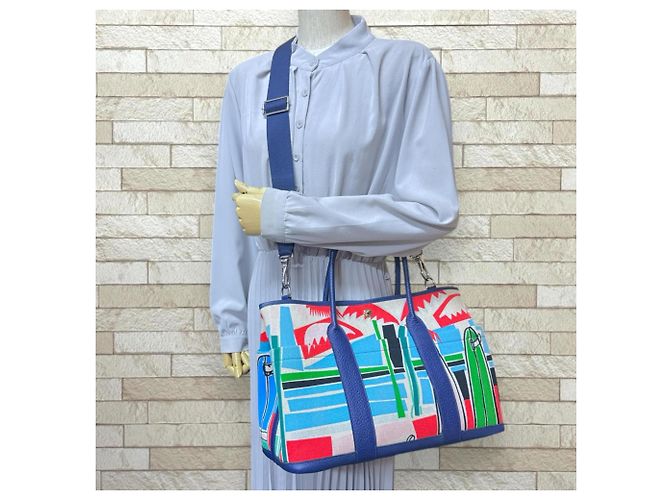 Borsa a Spalla Hermès Garden Party Pocket PM Sea, Surf e Fun Blu Multicolore - vista 2
