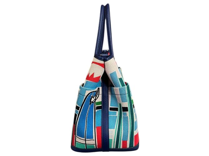 Borsa a Spalla Hermès Garden Party Pocket PM Sea, Surf e Fun Blu Multicolore - vista 4