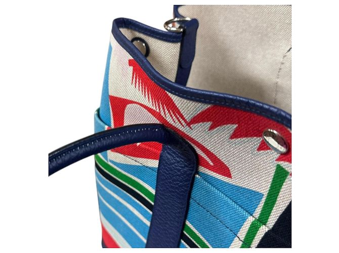 Borsa a Spalla Hermès Garden Party Pocket PM Sea, Surf e Fun Blu Multicolore - vista 8