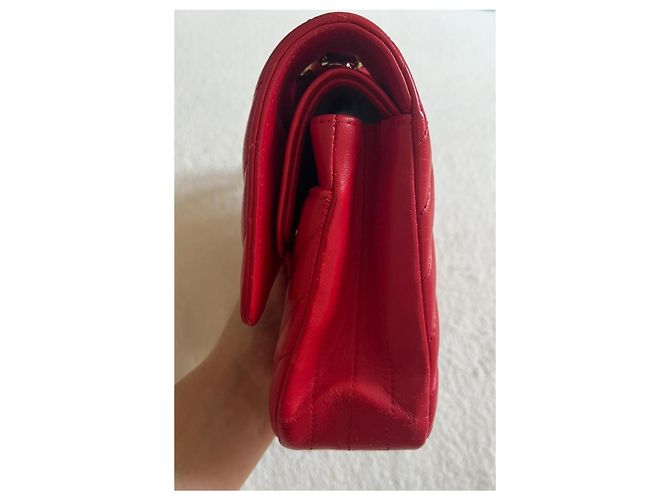 Borsa Chanel Timeless Classic Media Rossa in Pelle 25cm Rosso - vista 8