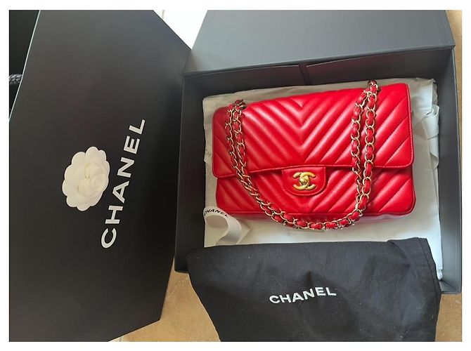 Borsa Chanel Timeless Classic Media Rossa in Pelle 25cm Rosso - vista 9