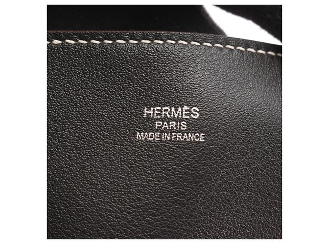Borsa tote Hermès Neo Double Sens 35 Nero Rosa Damier ebene - vista 4