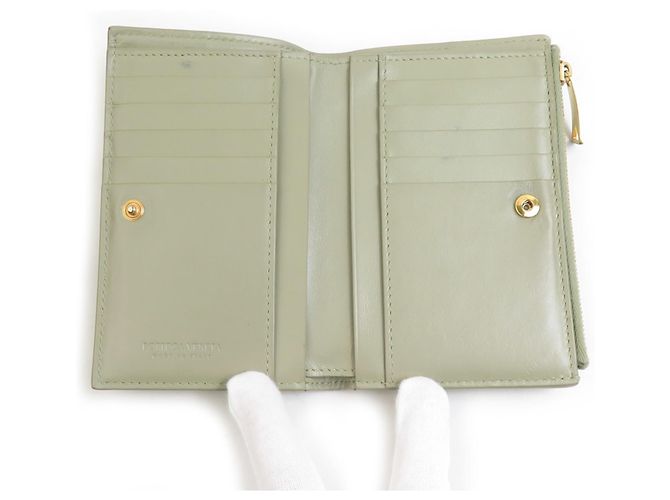 Billetera bi-fold de cuero verde para mujer Bottega Veneta - vista 3
