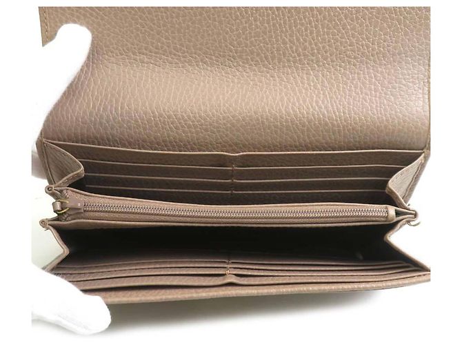 Cartera larga de cuero beige para mujer Gucci - vista 3