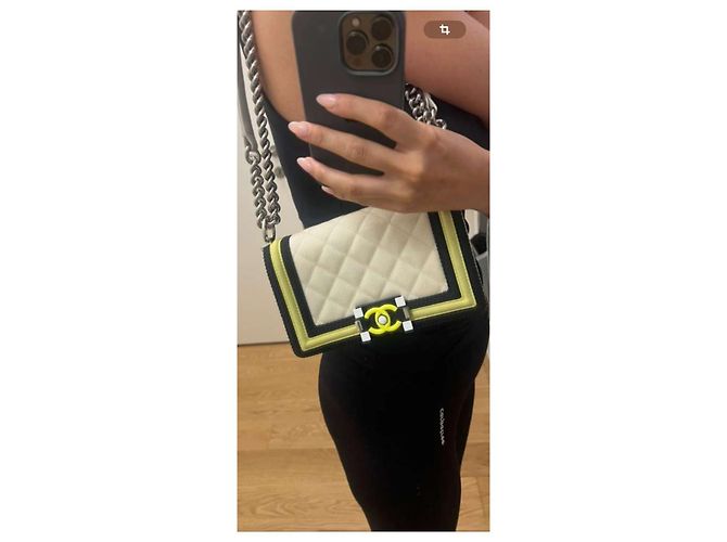 Borsa Chanel Boy in nylon bianco - vista 8