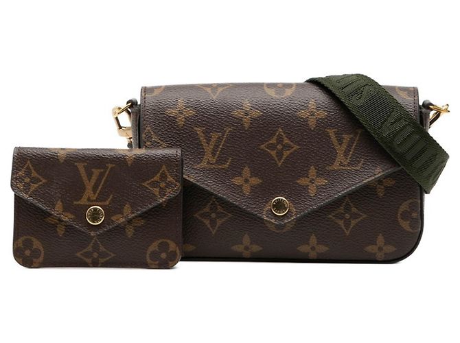 Borsa a Spalla Monogram Multi Pochette Felicie di Louis Vuitton Marrone Verde Cachi - vista 7