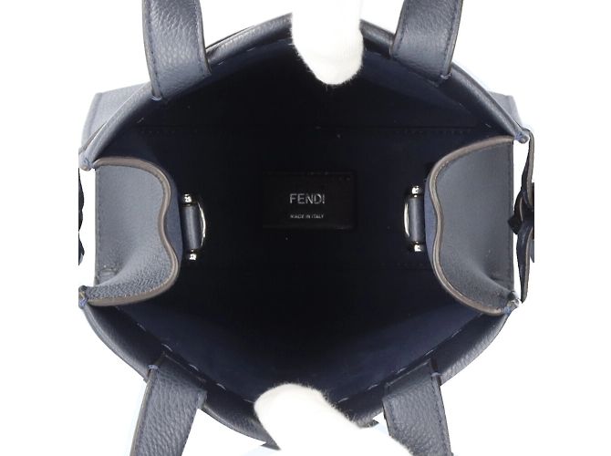 Borsa a Spalla Piccola Fendi Go-To Shopper Blu navy - vista 7