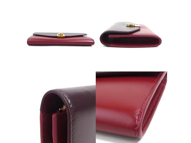 Céline Portafoglio lungo a catena per donne Celine in pelle bordeaux e rossa Rosso Bordò - vista 3