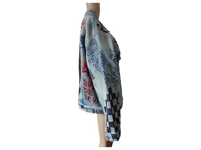 Balenciaga Denim Jacket with Graffiti Print - view 11