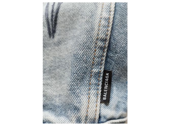Balenciaga Denim Jacket with Graffiti Print - view 5