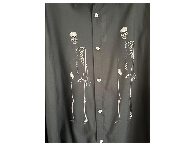 Camicia nera Yohji Yamamoto con stampa scheletro Nero - vista 2