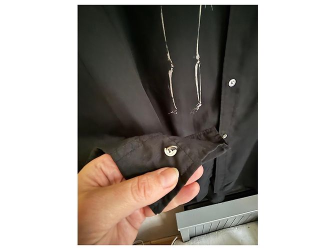 Camicia nera Yohji Yamamoto con stampa scheletro Nero - vista 3