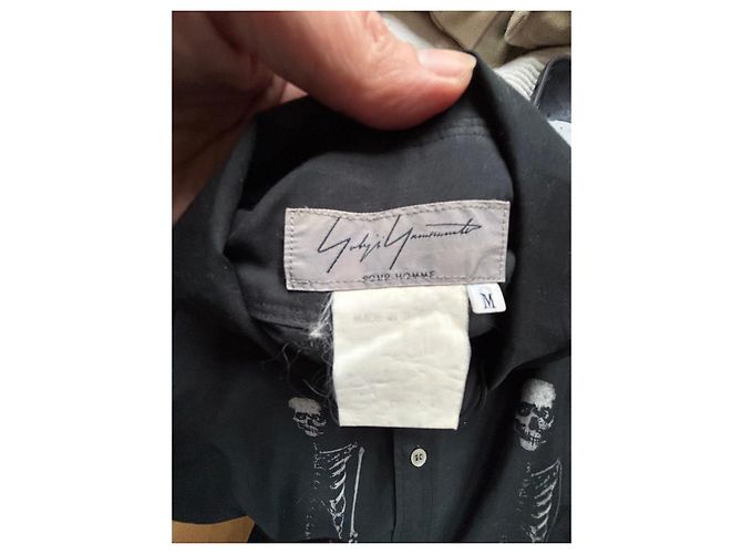 Camicia nera Yohji Yamamoto con stampa scheletro Nero - vista 5