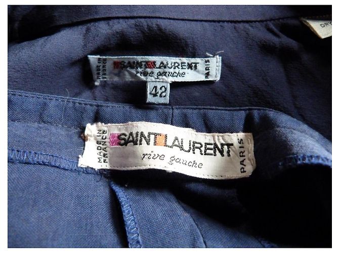 Completo pantalone Yves Saint Laurent in seta blu navy - vista 3