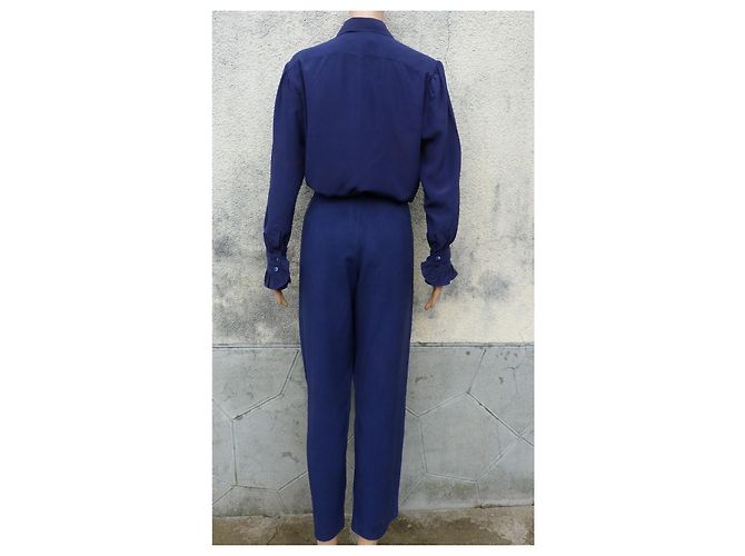 Completo pantalone Yves Saint Laurent in seta blu navy - vista 5