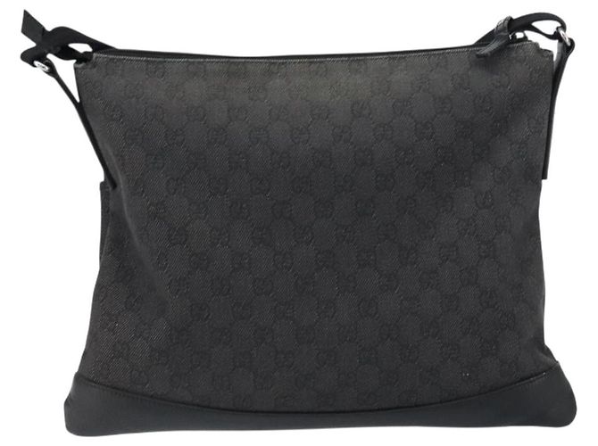 Borsa Messenger Gucci Zip GG Canvas con Pelle Perforata Medium Nero - vista 2