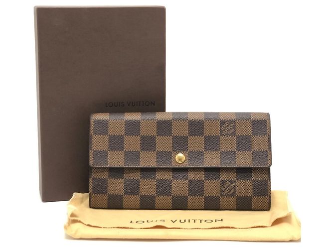 Sarah Louis Vuitton Damier Ebene Langbörse Braun - Ansicht 18