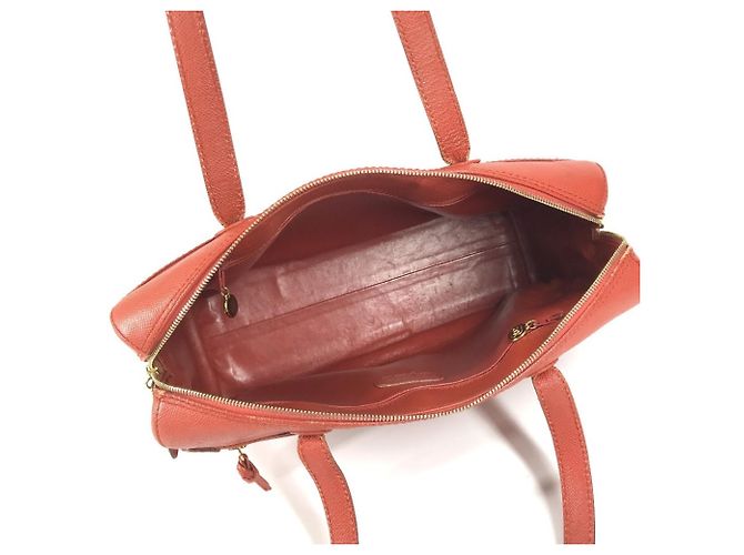 Borsa Boston in pelle arancione vintage Chanel - vista 12