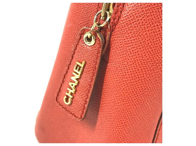 Borsa Boston in pelle arancione vintage Chanel - vista 9