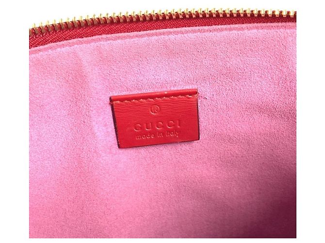 Clutch Gucci GG Supreme Dog Bosco Appliqué Rosso Beige - vista 13