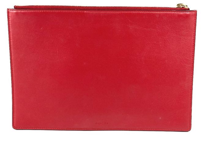 Clutch Gucci GG Supreme Dog Bosco Appliqué Rosso Beige - vista 2